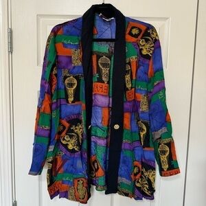 SHARON ANTHONY Vintage Art To Wear Cardigan Bold Boho Artsy Buttons